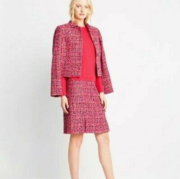 Carlisle Collection Pink Tweed Darya Pencil Skirt 4 $368 - Picture 1 of 8